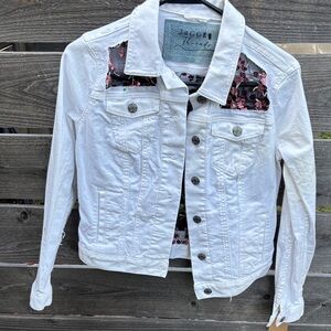 White Denim Jacket with Sequin Detail repurposed by “Jagged Threads”